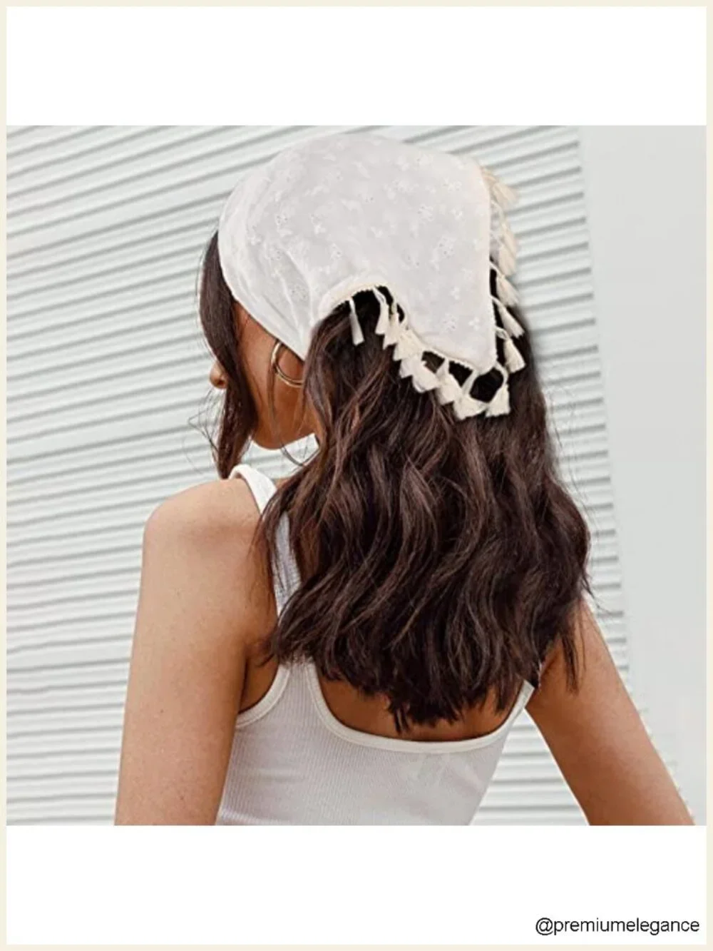Set of 2 Cotton Hair Scarf Headbands with Tassels - Fringe Kerchief